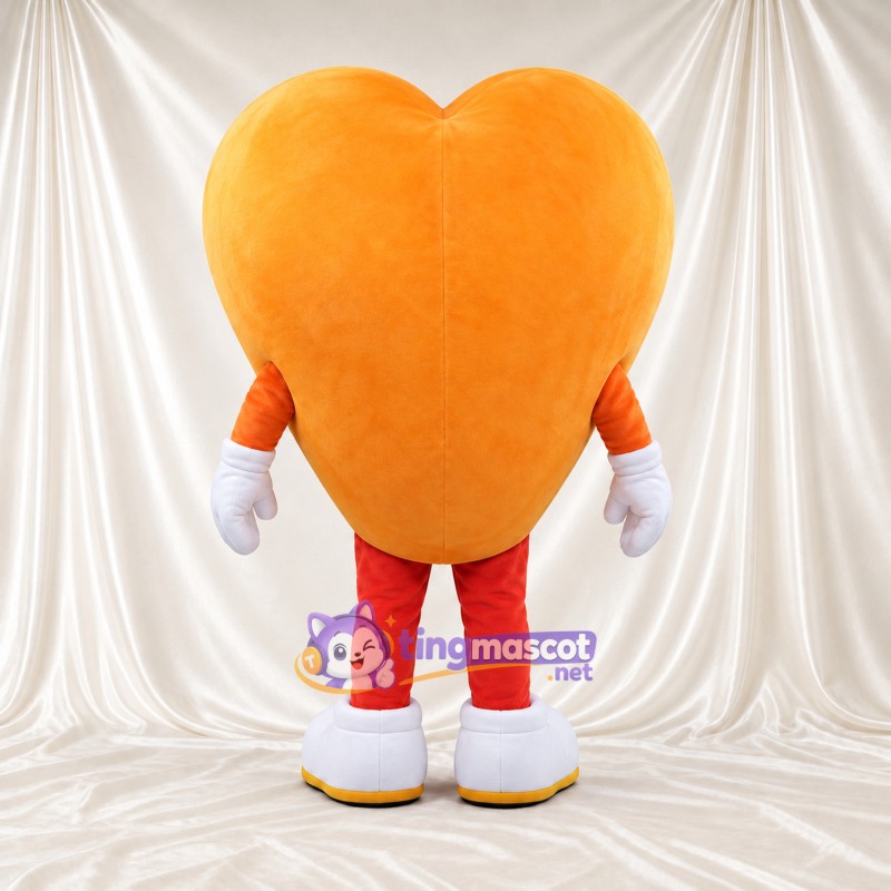 Costume de mascotte Cœur – orange – Gants (blanc); Bottes (blanc) Costume de mascotte Cœur – orange – Gants (blanc); Bottes (blanc)