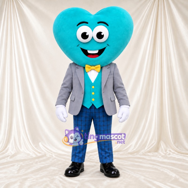 Costume de mascotte Cœur – bleu canard – Veste (gris); Pantalon Costume de mascotte Cœur – bleu canard – Veste (gris); Pantalon