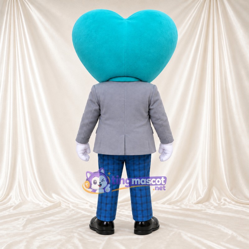 Costume de mascotte Cœur – bleu canard – Veste (gris); Pantalon Costume de mascotte Cœur – bleu canard – Veste (gris); Pantalon