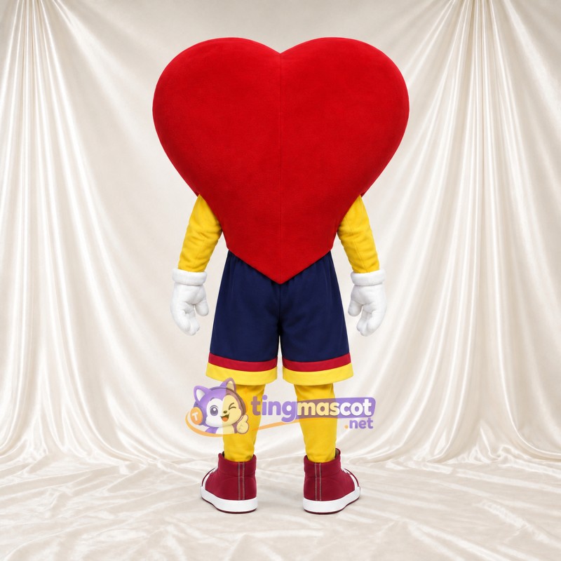 Costume de mascotte Cœur – rouge – Chemise (jaune); Short (bleu marine) Costume de mascotte Cœur – rouge – Chemise (jaune); Short (bleu marine)