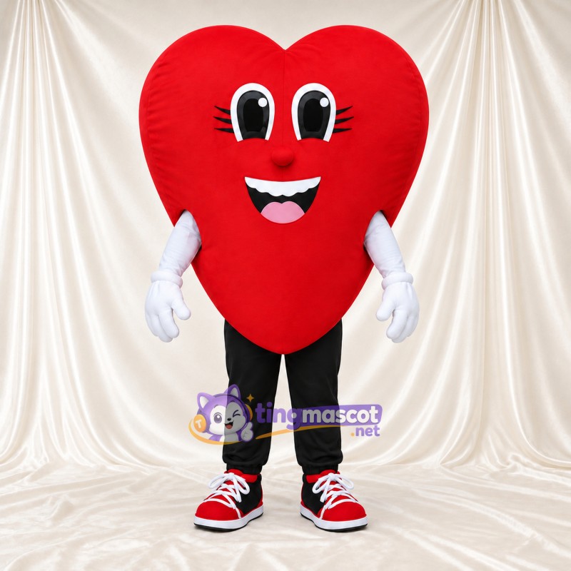 Costume de mascotte Cœur – rouge – Gants (blanc); Baskets (rouge) Costume de mascotte Cœur – rouge – Gants (blanc); Baskets (rouge)