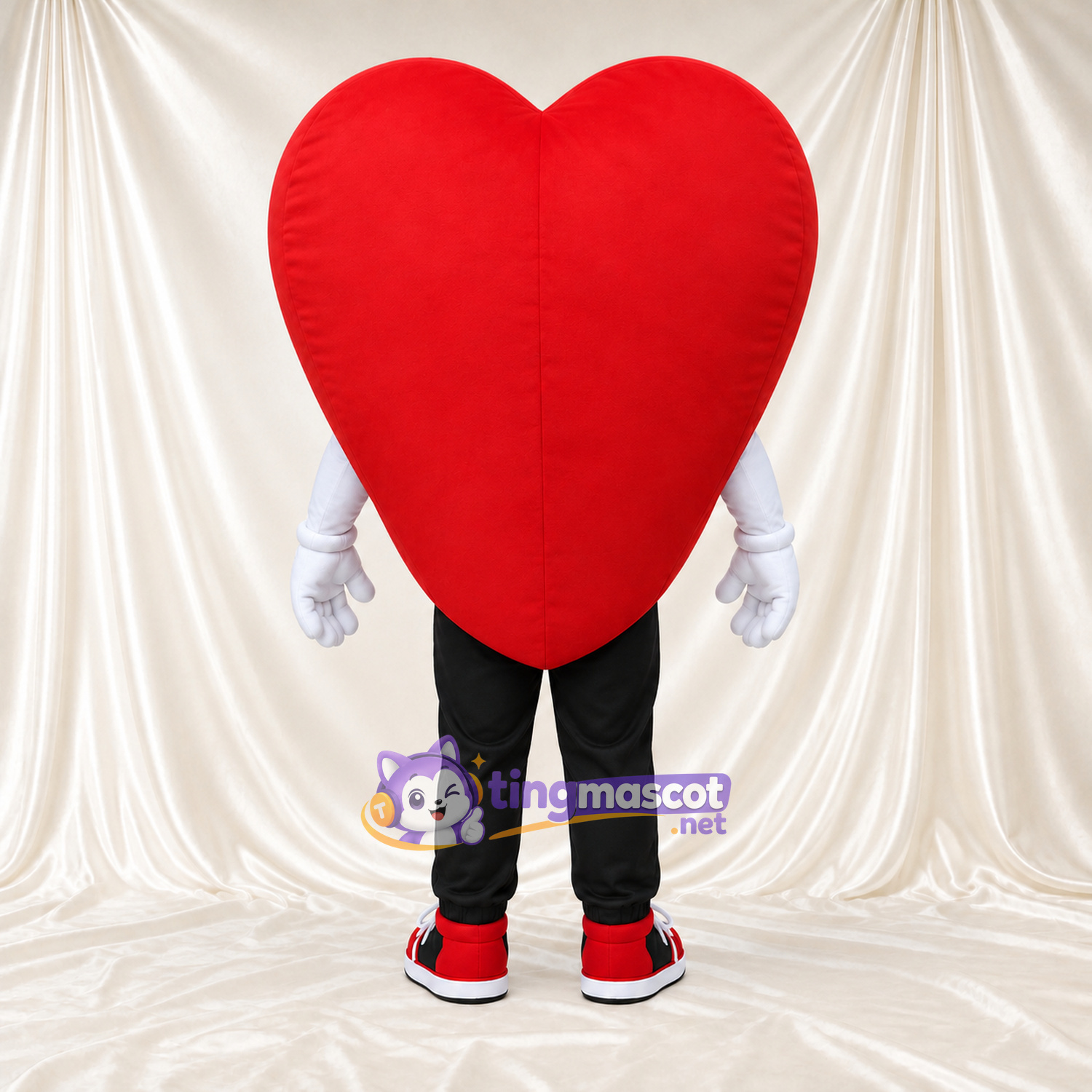 Costume de mascotte Cœur – rouge – Gants (blanc); Baskets (rouge)