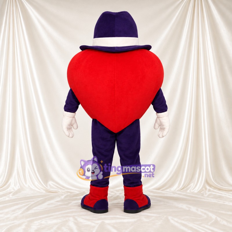 Costume de mascotte Cœur – rouge – Costume (violet); Chapeau Costume de mascotte Cœur – rouge – Costume (violet); Chapeau