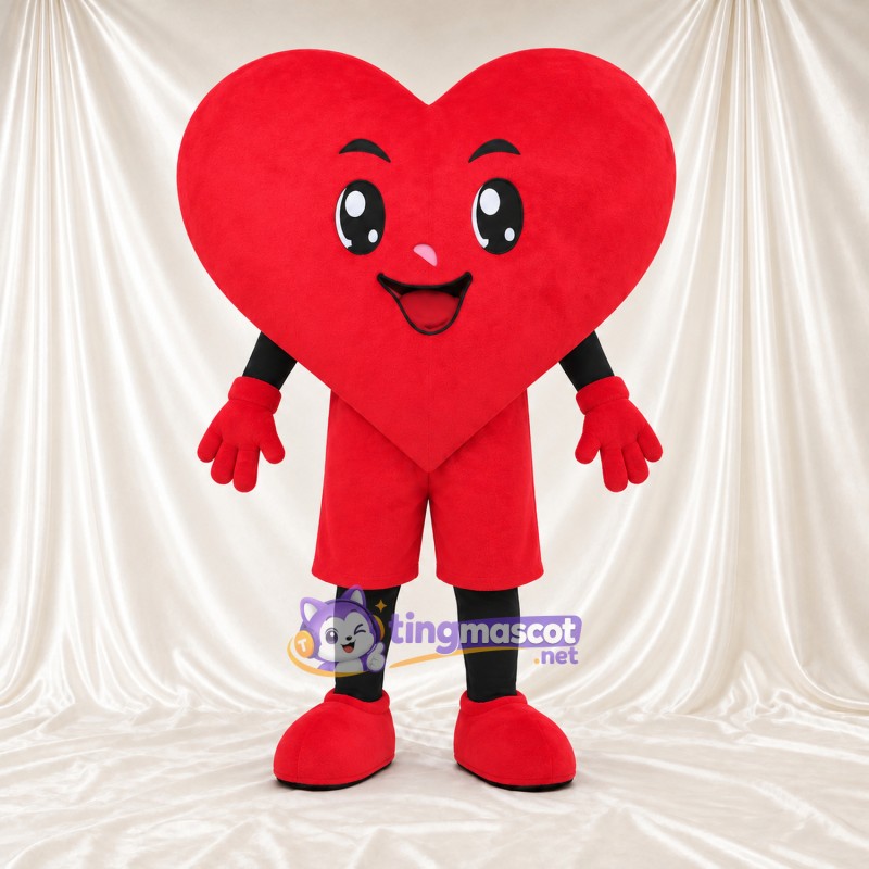 Maskottchenkostüm Herz – rot – Beine (schwarz); Shorts (rot) Maskottchenkostüm Herz – rot – Beine (schwarz); Shorts (rot)