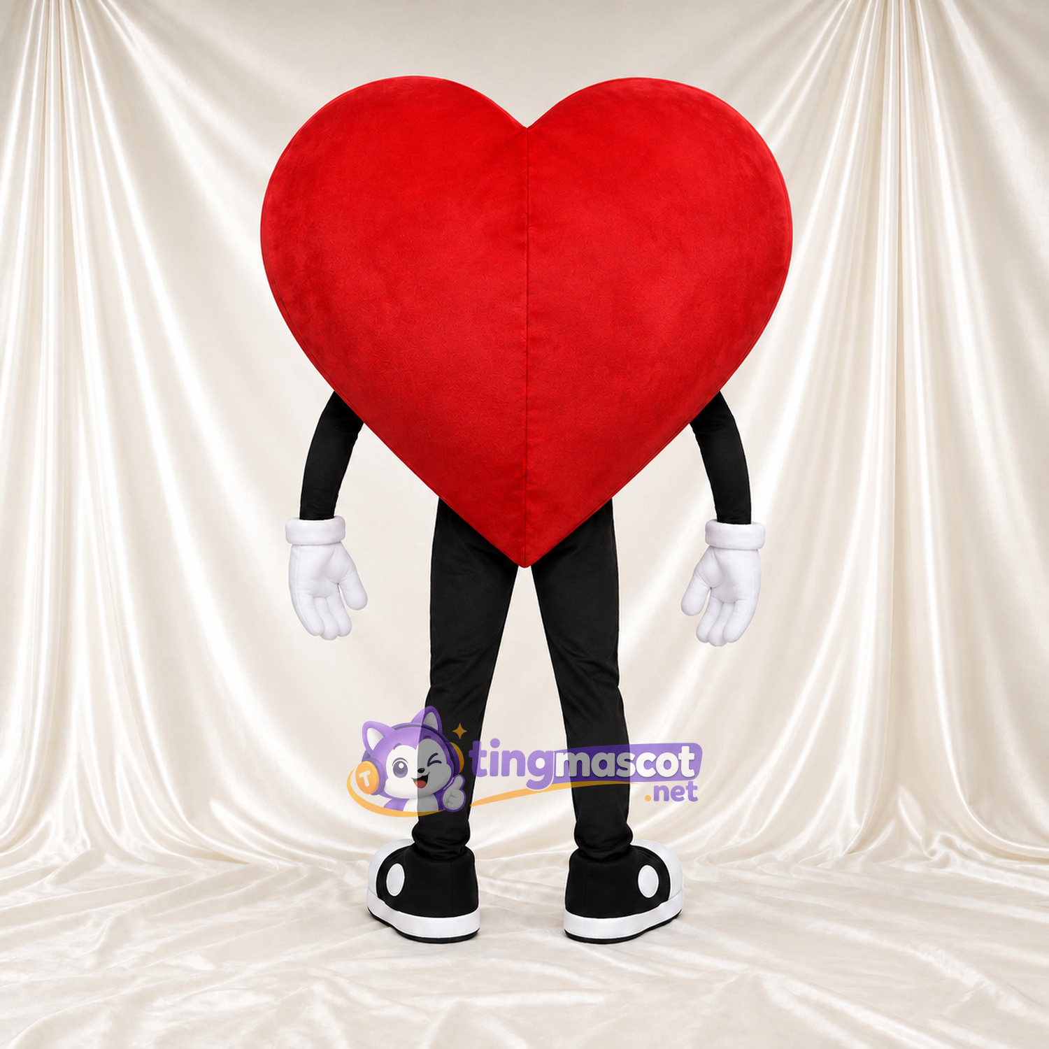 Costume de mascotte Cœur – rouge – Lunettes (noir) Costume de mascotte Cœur – rouge – Lunettes (noir)