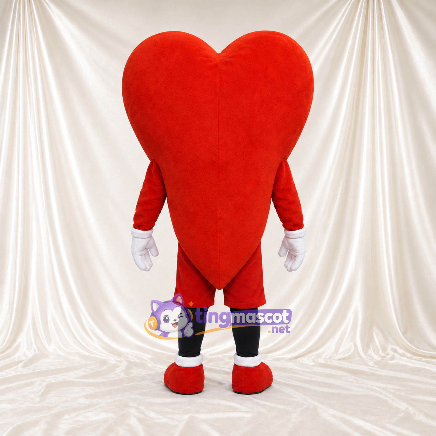 Maskottchenkostüm Herz – rot – Beine (schwarz); Shorts (rot) Maskottchenkostüm Herz – rot – Beine (schwarz); Shorts (rot)