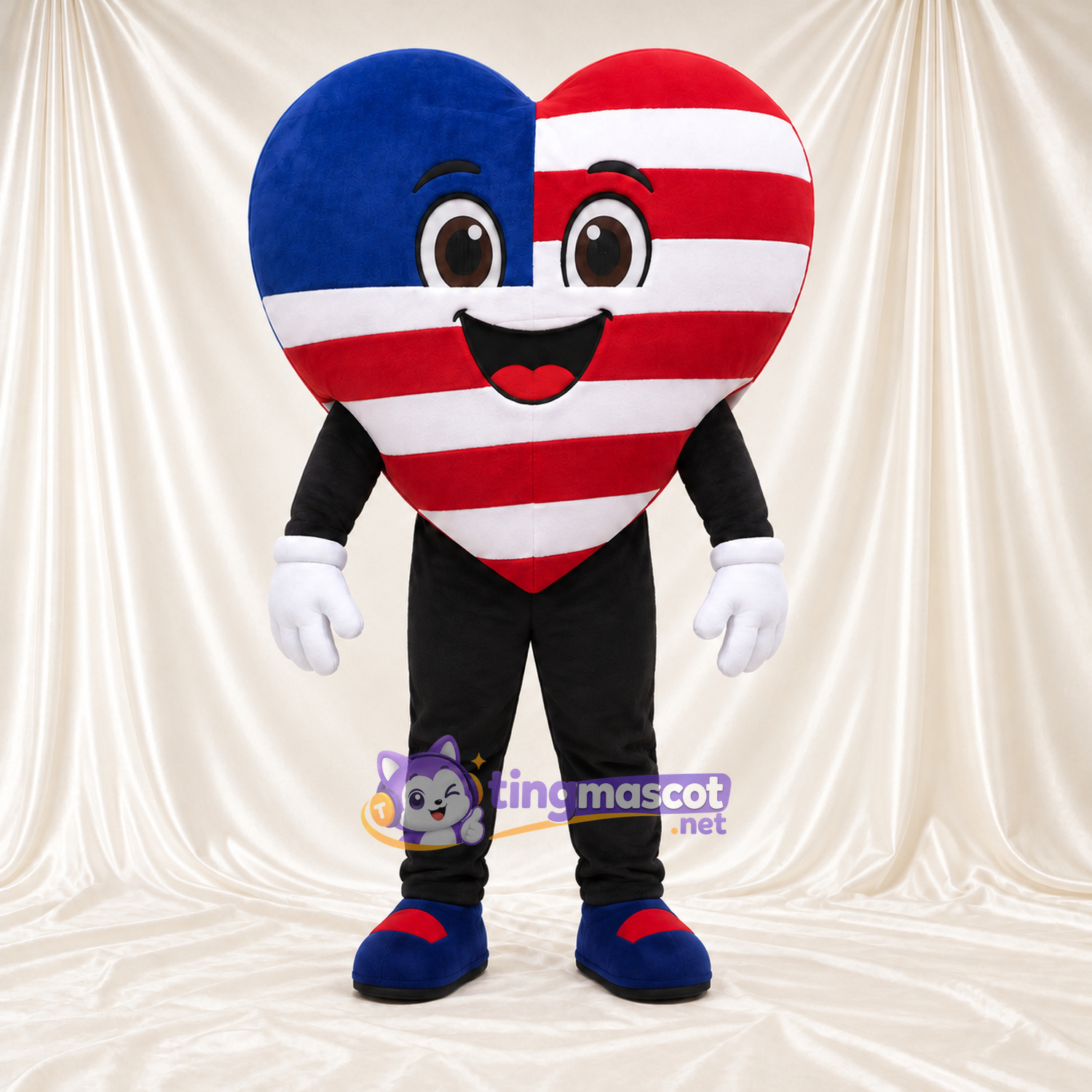 Costume de mascotte Cœur – rouge / blanc / bleu – Rayures (rouge / blanc) Costume de mascotte Cœur – rouge / blanc / bleu – Rayures (rouge / blanc)