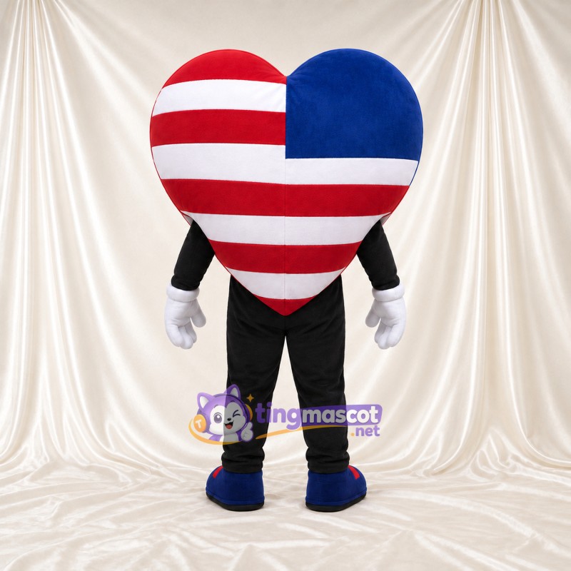 Costume de mascotte Cœur – rouge / blanc / bleu – Rayures (rouge / blanc) Costume de mascotte Cœur – rouge / blanc / bleu – Rayures (rouge / blanc)