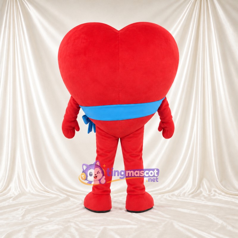Costume de mascotte Cœur – rouge – Écharpe en bandoulière (bleu) Costume de mascotte Cœur – rouge – Écharpe en bandoulière (bleu)