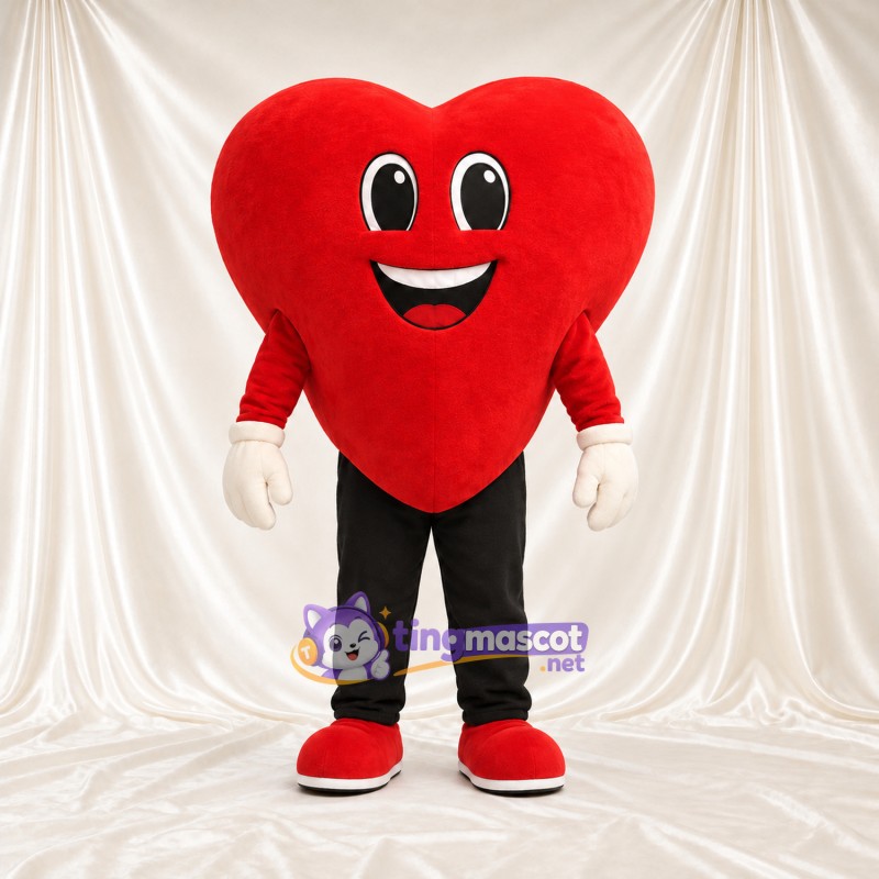 Costume de mascotte Cœur – rouge – Gants (blanc); Jambes (noir) Costume de mascotte Cœur – rouge – Gants (blanc); Jambes (noir)