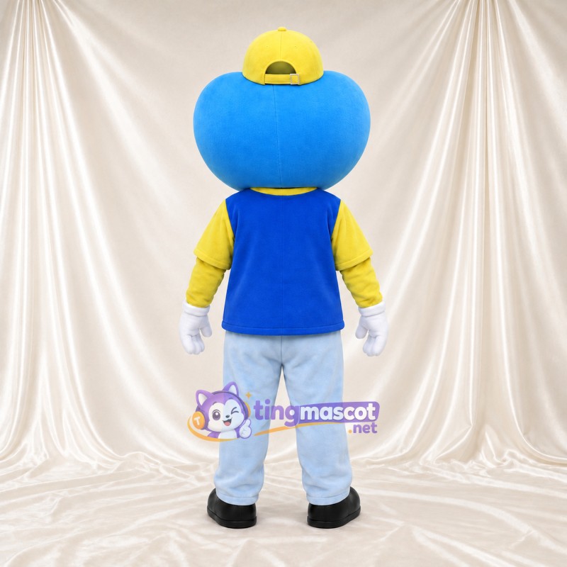 Maskottchenkostüm Blaubeere – blau – Hemd (gelb); Weste (blau) Maskottchenkostüm Blaubeere – blau – Hemd (gelb); Weste (blau)