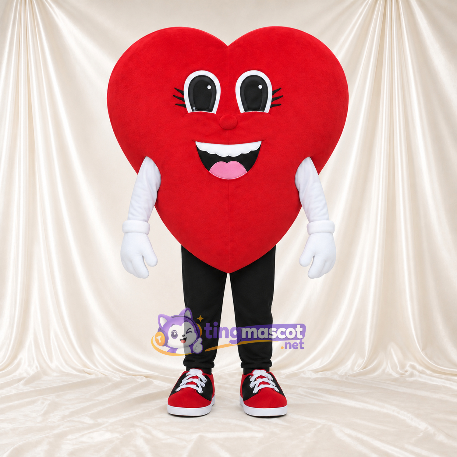 Costume de mascotte Cœur – rouge – Gants (blanc); Baskets (rouge)