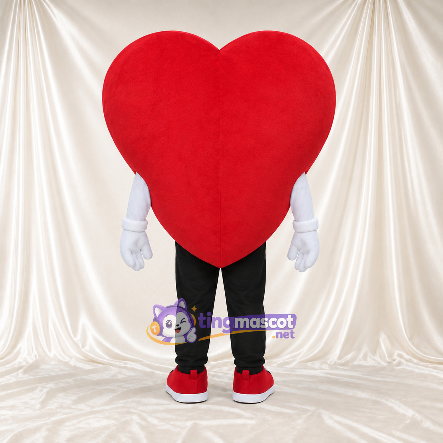 Costume de mascotte Cœur – rouge – Gants (blanc); Baskets (rouge)