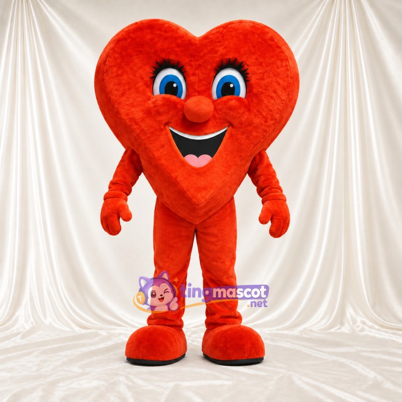 Costume de mascotte Cœur – orange – Yeux (bleu); Fourrure hirsute Costume de mascotte Cœur – orange – Yeux (bleu); Fourrure hirsute