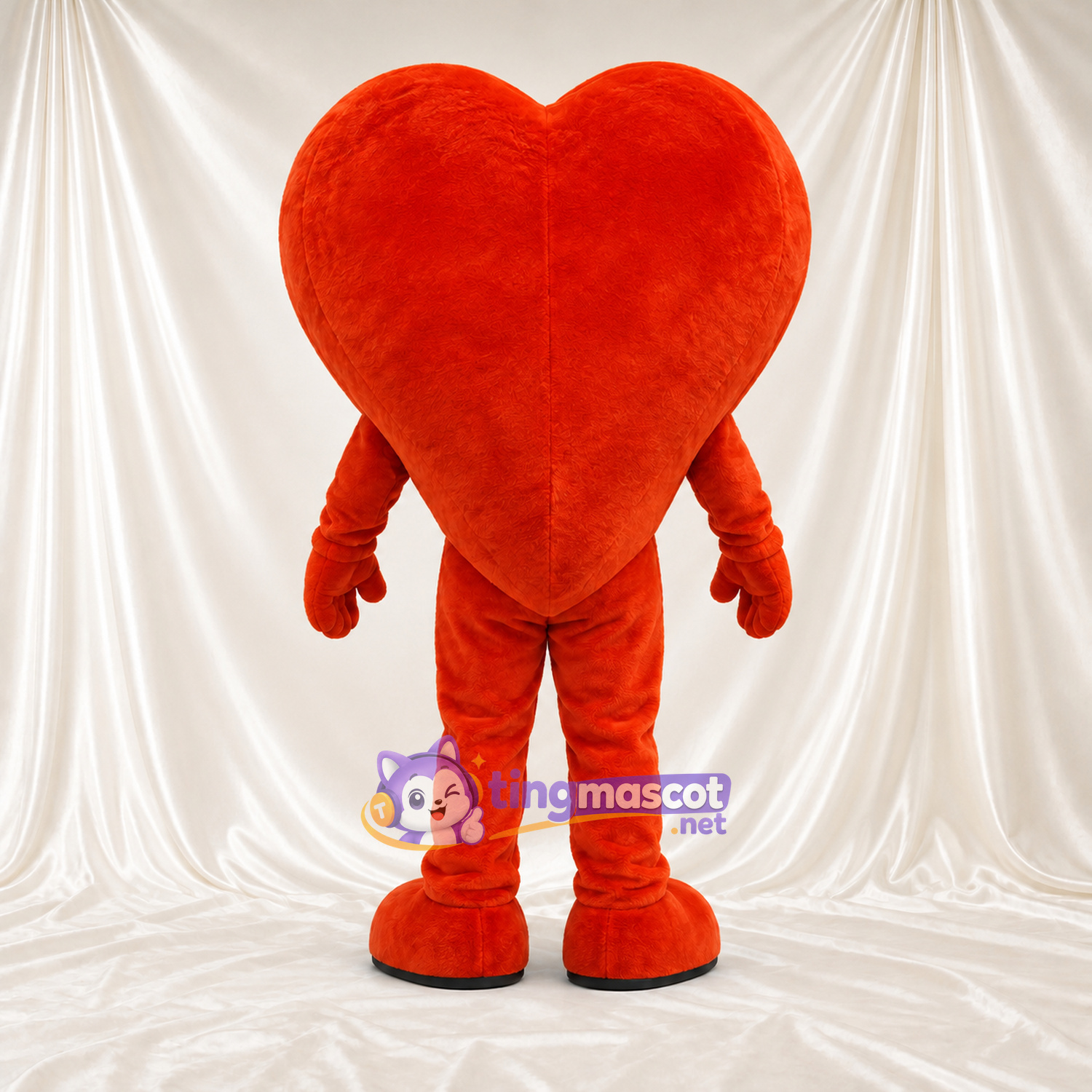 Costume de mascotte Cœur – orange – Yeux (bleu); Fourrure hirsute Costume de mascotte Cœur – orange – Yeux (bleu); Fourrure hirsute