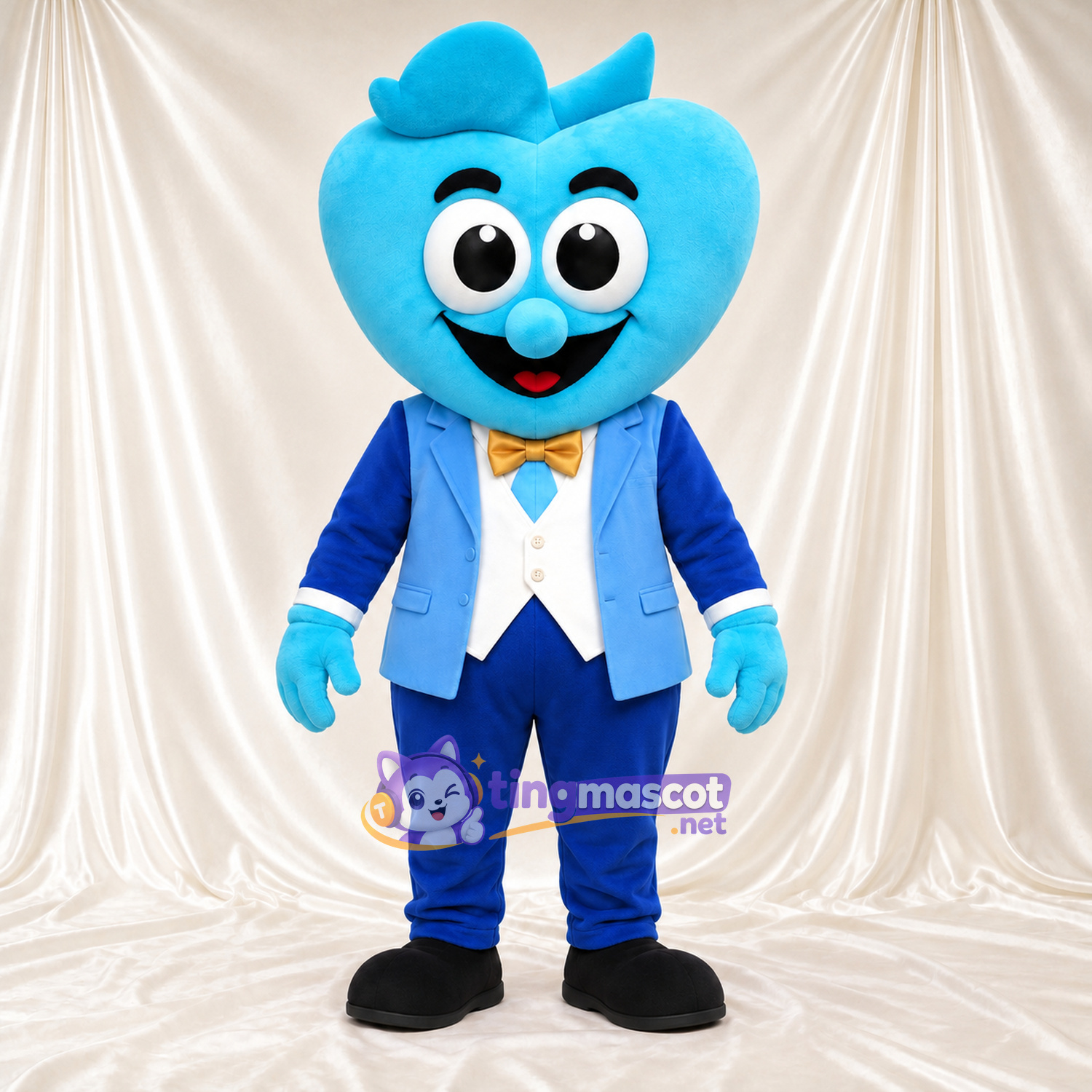 Maskottchenkostüm Herz – blau – Anzug (blau); Hut Maskottchenkostüm Herz – blau – Anzug (blau); Hut
