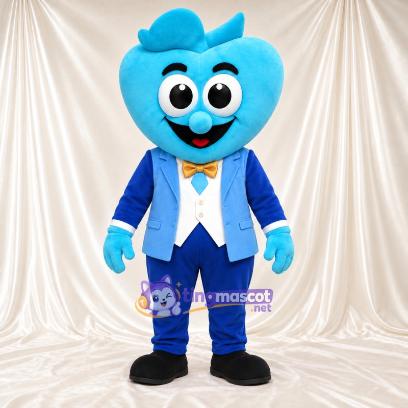 Maskottchenkostüm Herz – blau – Anzug (blau); Hut Maskottchenkostüm Herz – blau – Anzug (blau); Hut