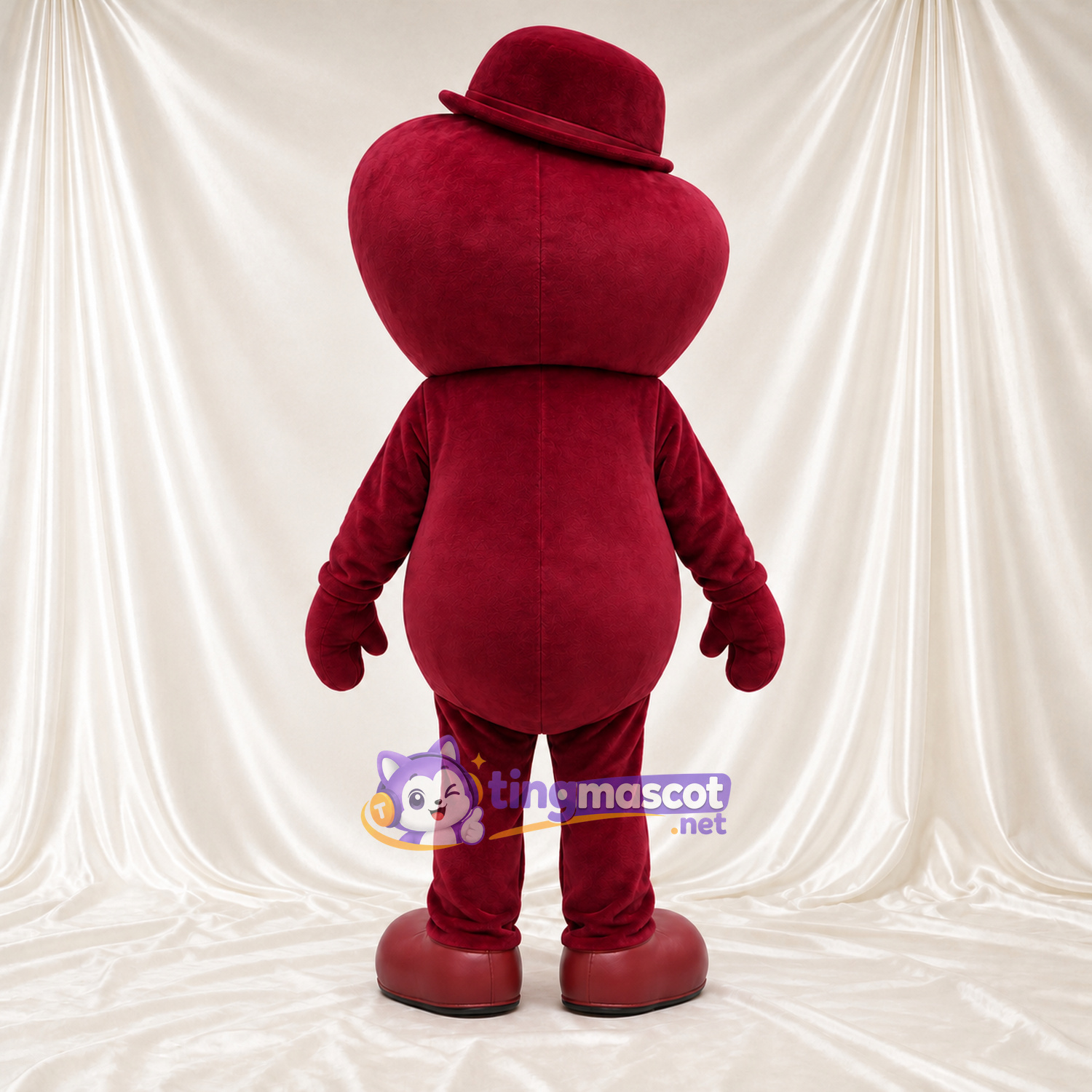 Costume de mascotte Cœur – rouge – Chapeau (bordeaux) Costume de mascotte Cœur – rouge – Chapeau (bordeaux)