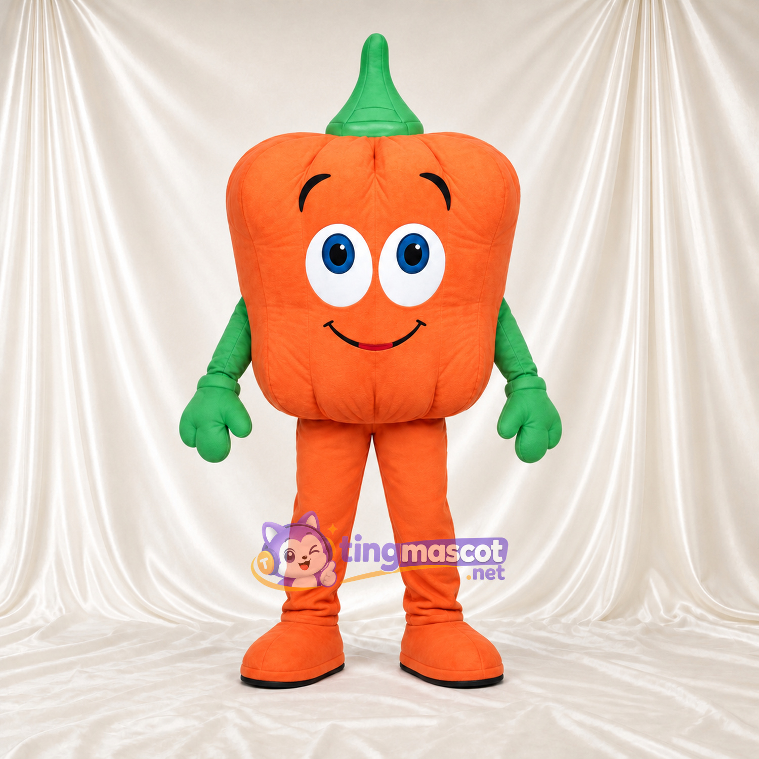 Costume de mascotte Citrouille – orange – Tige (vert) Costume de mascotte Citrouille – orange – Tige (vert)