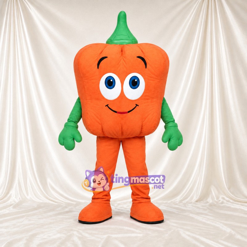 Costume de mascotte Citrouille – orange – Tige (vert) Costume de mascotte Citrouille – orange – Tige (vert)