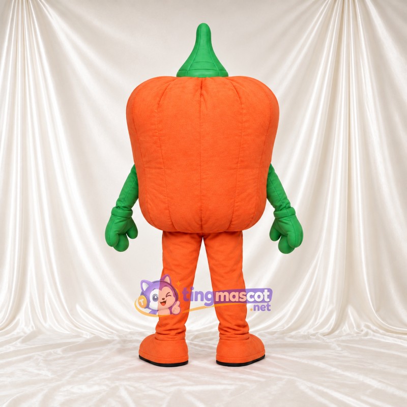 Costume de mascotte Citrouille – orange – Tige (vert) Costume de mascotte Citrouille – orange – Tige (vert)