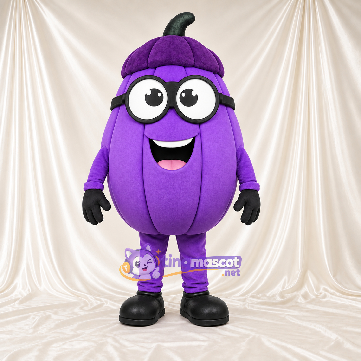 Costume de mascotte Citrouille – violet – Tige (noir); Lunettes Costume de mascotte Citrouille – violet – Tige (noir); Lunettes