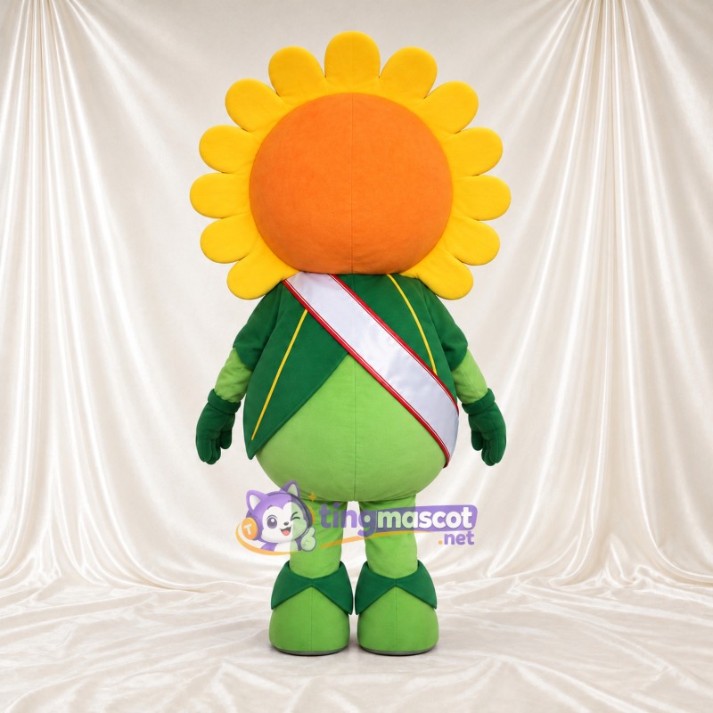 Yellow Sunflower Mascot Costume - Green Outfit Yellow Sunflower Mascot Costume - Green Outfit