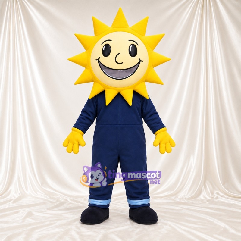Costume de mascotte Soleil – jaune – Combinaison (bleu marine) Costume de mascotte Soleil – jaune – Combinaison (bleu marine)