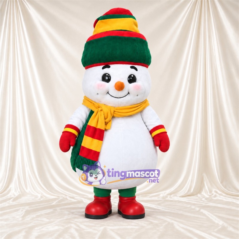 Costume de mascotte Bonhomme de neige – blanc – Chapeau; Écharpe Costume de mascotte Bonhomme de neige – blanc – Chapeau; Écharpe