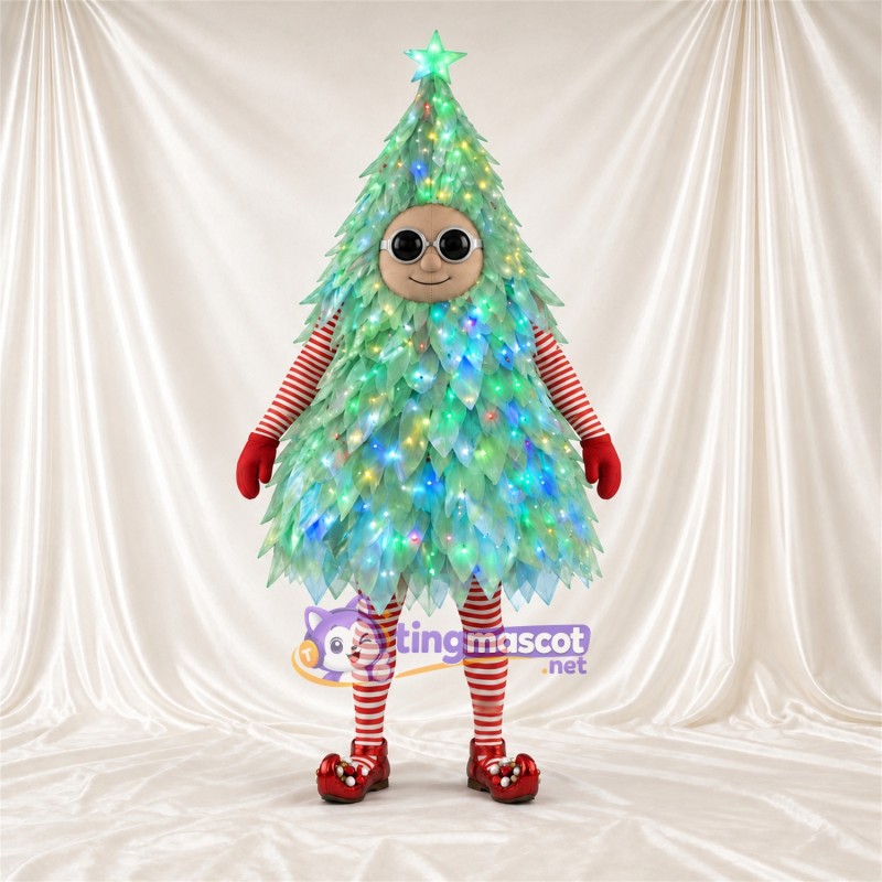Maskottchenkostüm Weihnachtsbaum – grün – Schillernde Zweige Maskottchenkostüm Weihnachtsbaum – grün – Schillernde Zweige