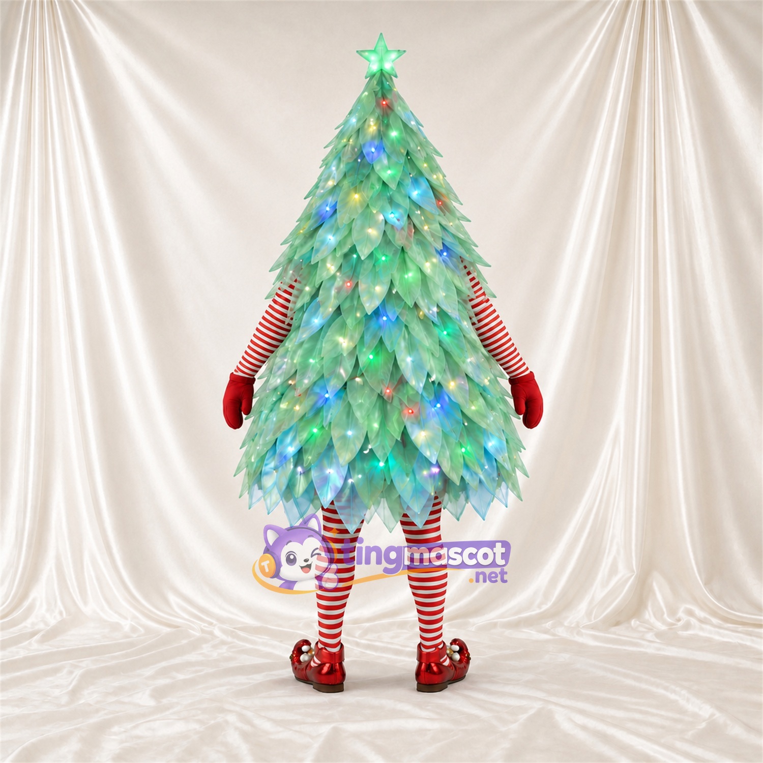 Maskottchenkostüm Weihnachtsbaum – grün – Schillernde Zweige Maskottchenkostüm Weihnachtsbaum – grün – Schillernde Zweige
