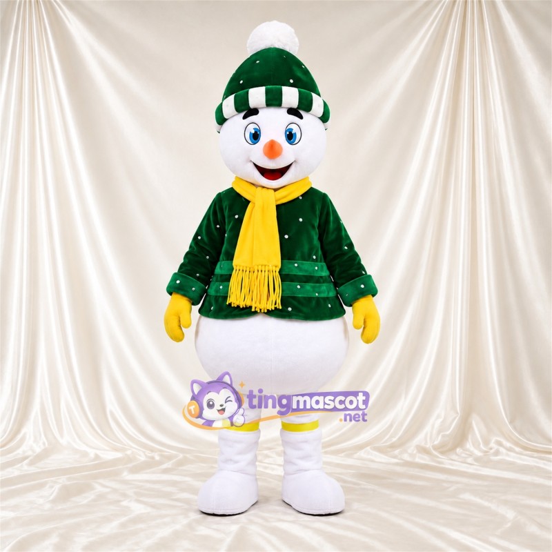 Costume de mascotte Bonhomme de neige – blanc – Veste (vert); Chapeau Costume de mascotte Bonhomme de neige – blanc – Veste (vert); Chapeau