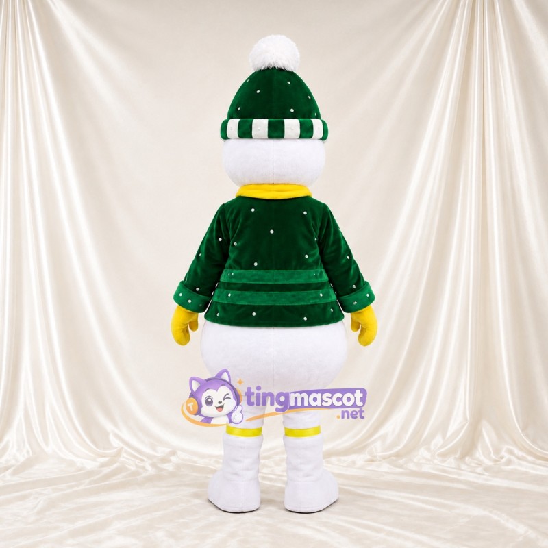 Costume de mascotte Bonhomme de neige – blanc – Veste (vert); Chapeau Costume de mascotte Bonhomme de neige – blanc – Veste (vert); Chapeau