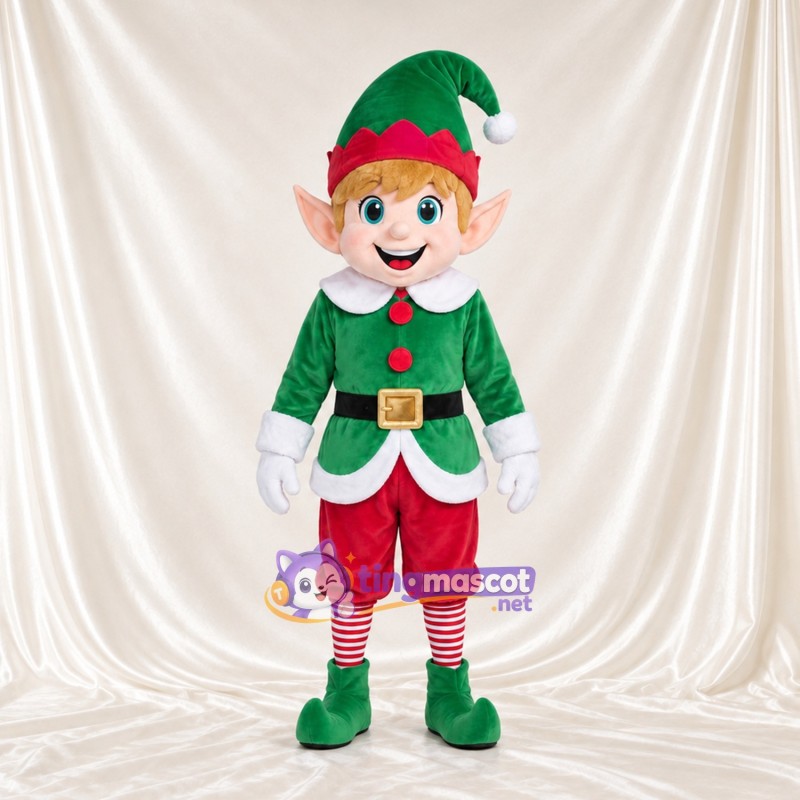 Christmas Elf Mascot Costume - Green Top and Red Pants Christmas Elf Mascot Costume - Green Top and Red Pants