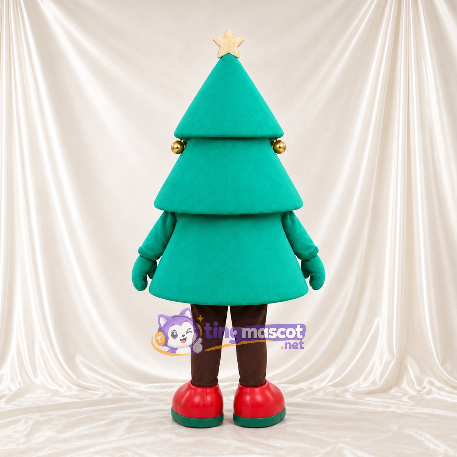 Green Christmas Tree Mascot Costume - Gold Star Green Christmas Tree Mascot Costume - Gold Star