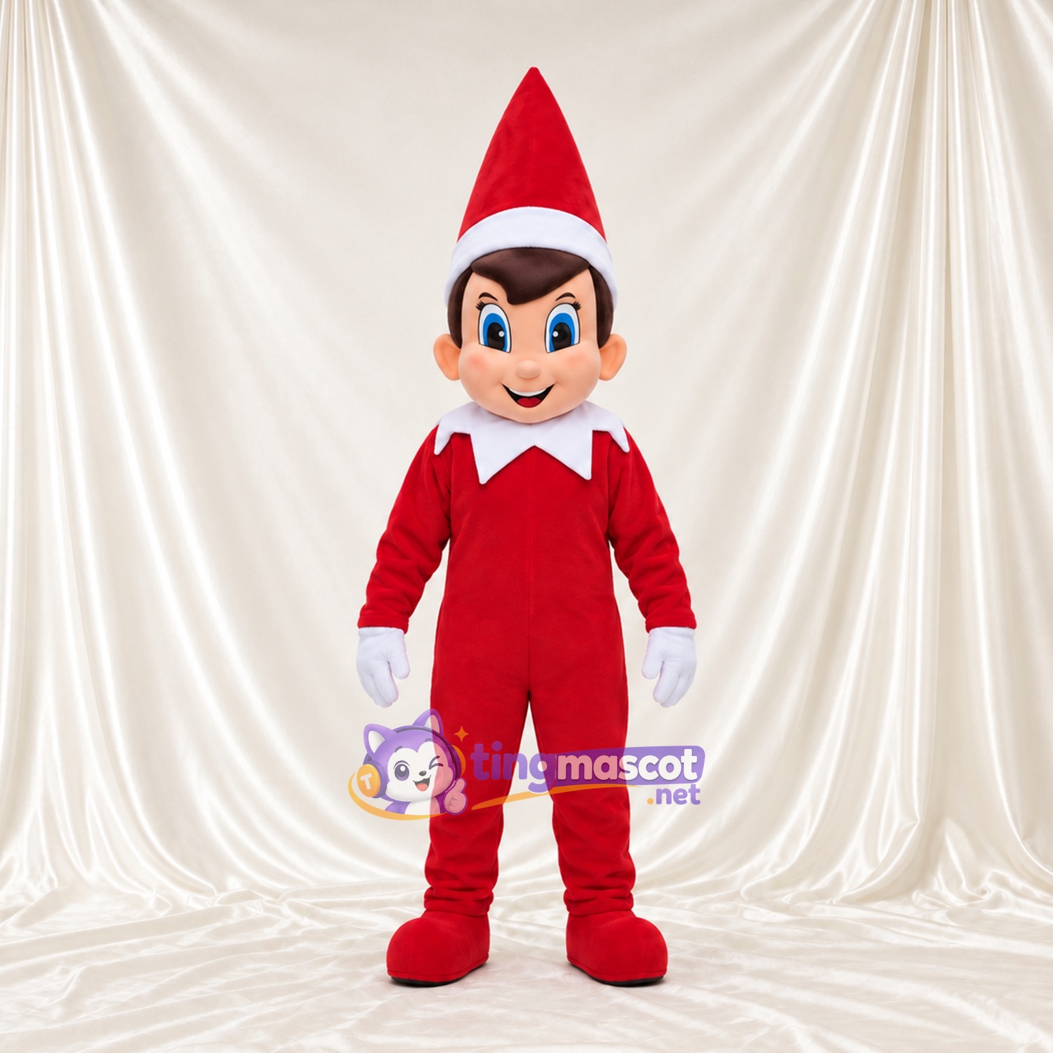 Christmas Elf Mascot Costume - Red Outfit Christmas Elf Mascot Costume - Red Outfit