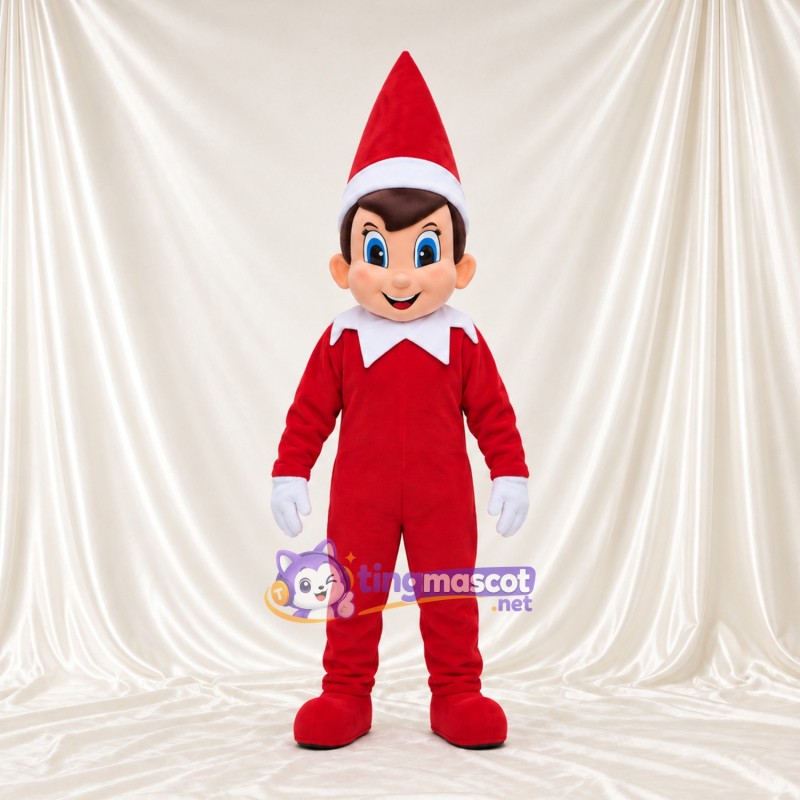 Christmas Elf Mascot Costume - Red Outfit Christmas Elf Mascot Costume - Red Outfit