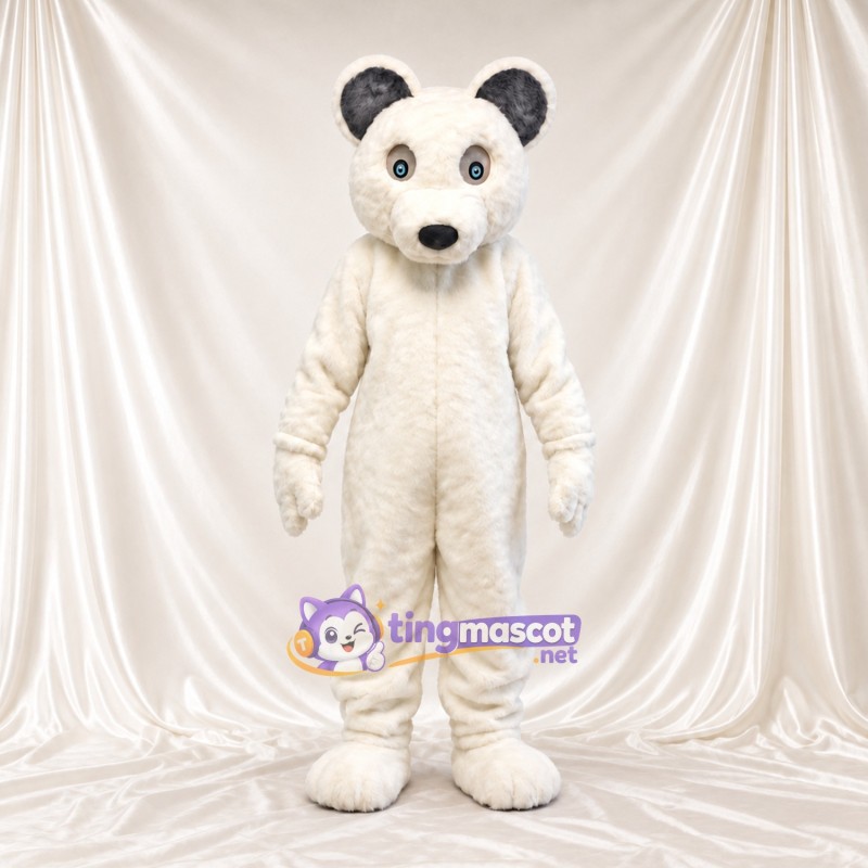 Maskottchenkostüm Eisbär – weiß – Ohreninnenseiten (grau); Augen (blau) Maskottchenkostüm Eisbär – weiß – Ohreninnenseiten (grau); Augen (blau)