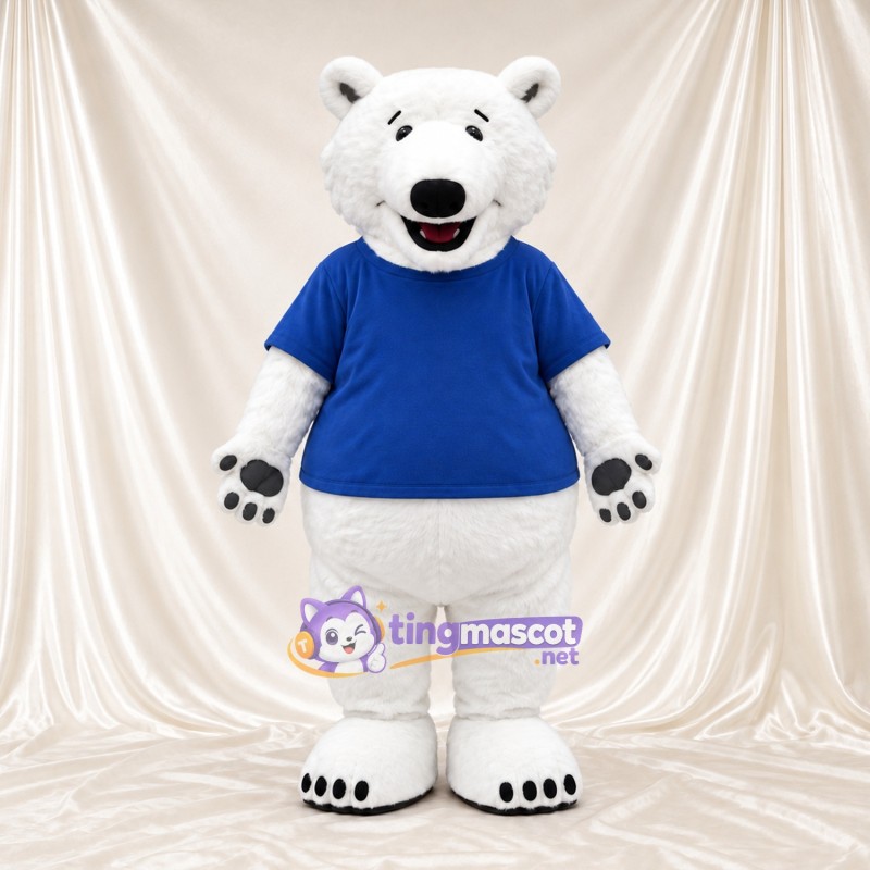 Maskottchenkostüm Eisbär – weiß – T-Shirt (blau) Maskottchenkostüm Eisbär – weiß – T-Shirt (blau)