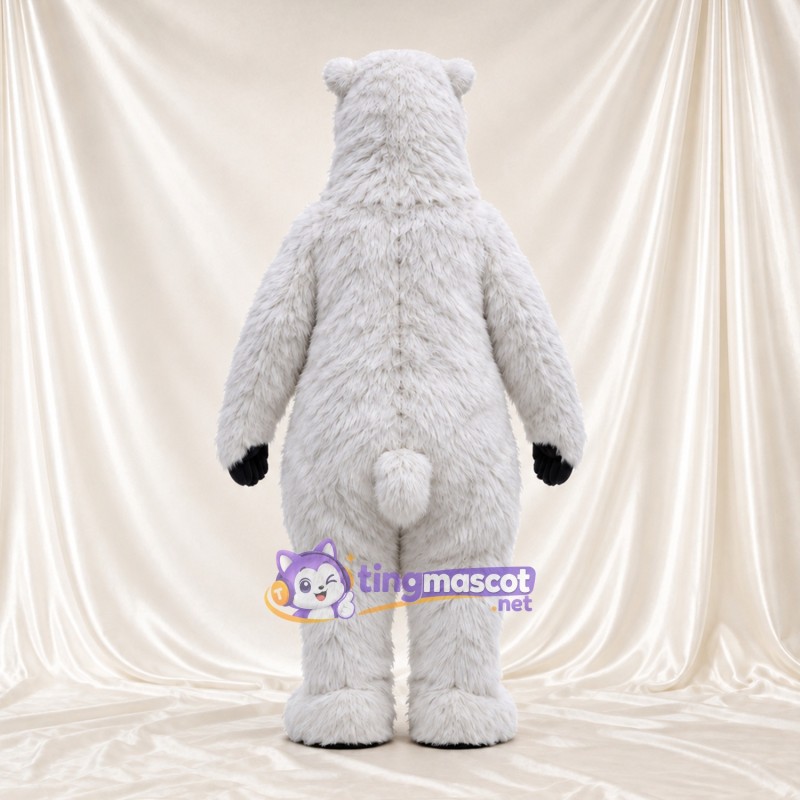 Maskottchenkostüm Eisbär – weiß – Hände (schwarz); Zottelfell Maskottchenkostüm Eisbär – weiß – Hände (schwarz); Zottelfell