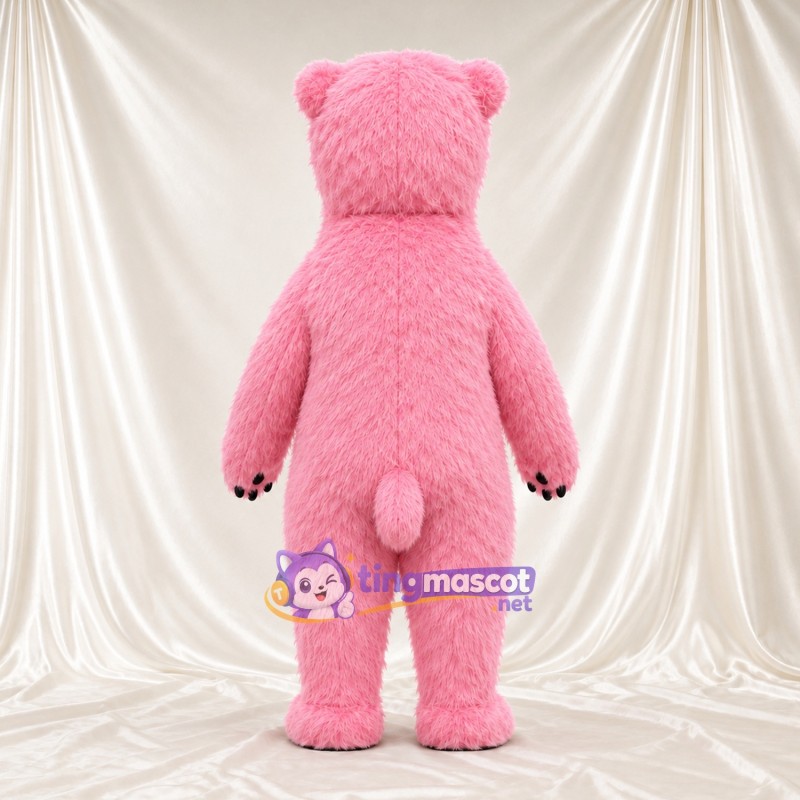 Maskottchenkostüm Bär – rosa – Fliege (rot) Maskottchenkostüm Bär – rosa – Fliege (rot)