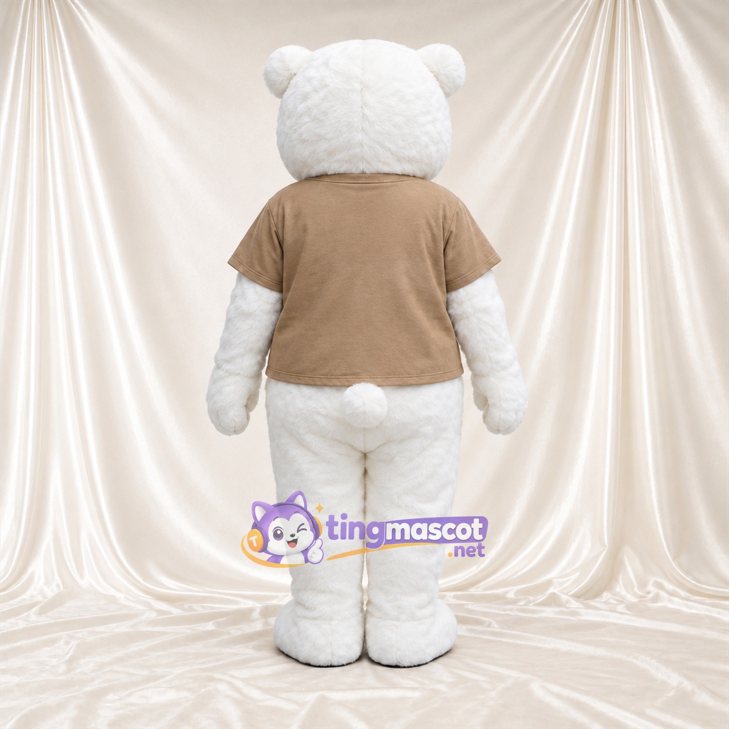 Maskottchenkostüm Eisbär – weiß – T-Shirt (hellbraun) Maskottchenkostüm Eisbär – weiß – T-Shirt (hellbraun)