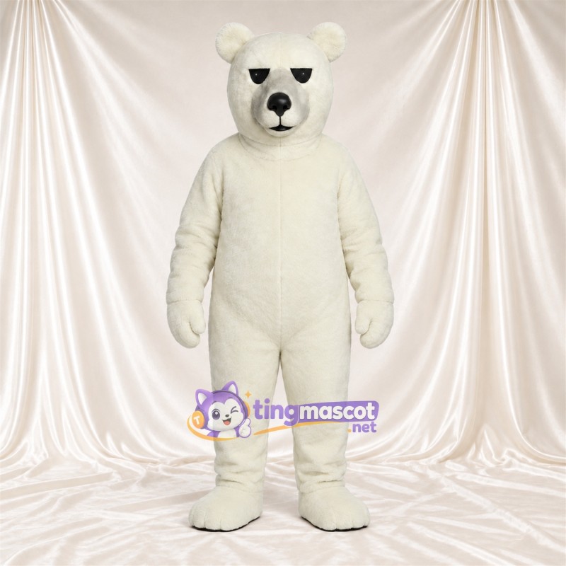 Costume de mascotte Ours polaire – blanc – Yeux étroits; Bouche fermée Costume de mascotte Ours polaire – blanc – Yeux étroits; Bouche fermée