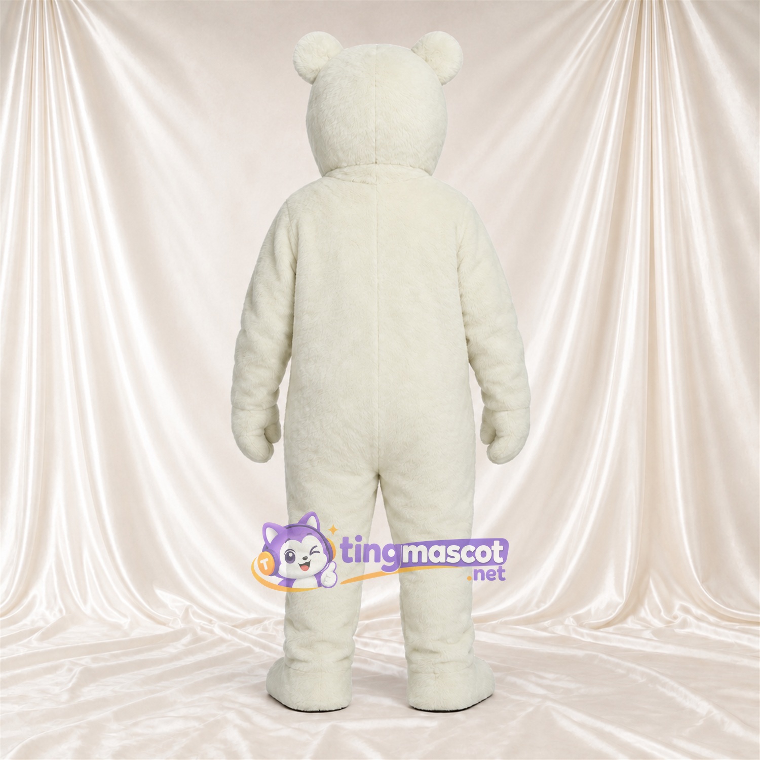 Costume de mascotte Ours polaire – blanc – Yeux étroits; Bouche fermée Costume de mascotte Ours polaire – blanc – Yeux étroits; Bouche fermée