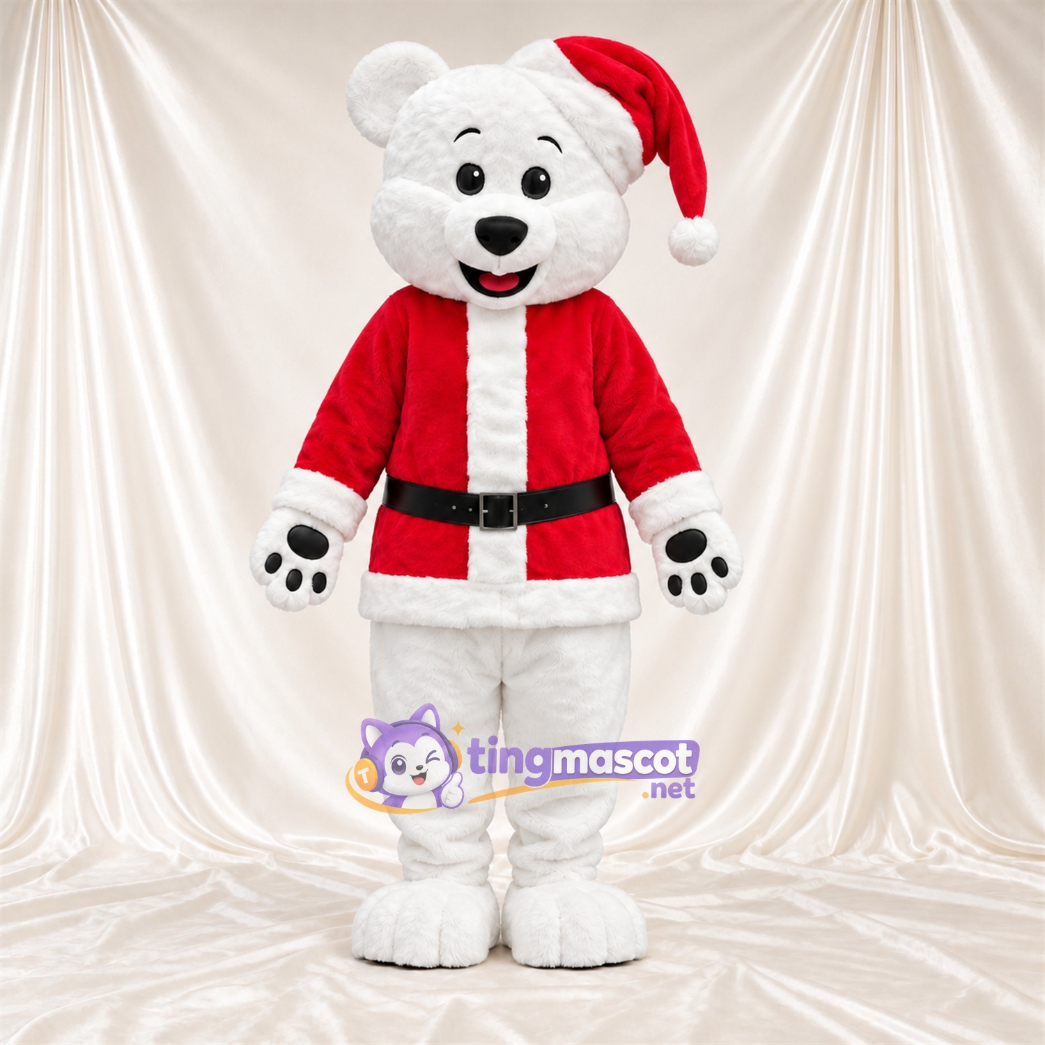 White Polar Bear Mascot Costume - Santa Outfit White Polar Bear Mascot Costume - Santa Outfit