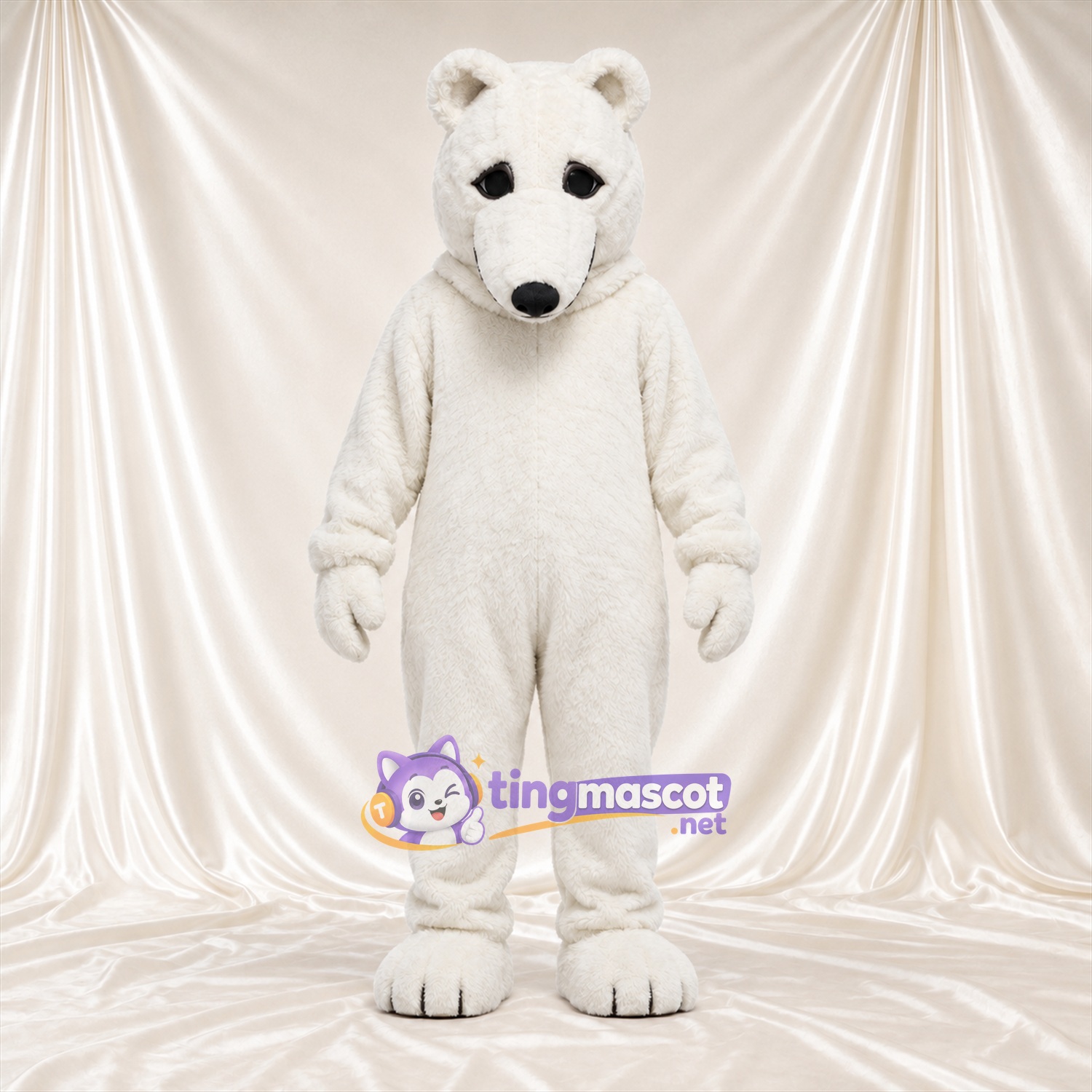 Maskottchenkostüm Eisbär – weiß – Lange Schnauze; Augenflecken Maskottchenkostüm Eisbär – weiß – Lange Schnauze; Augenflecken