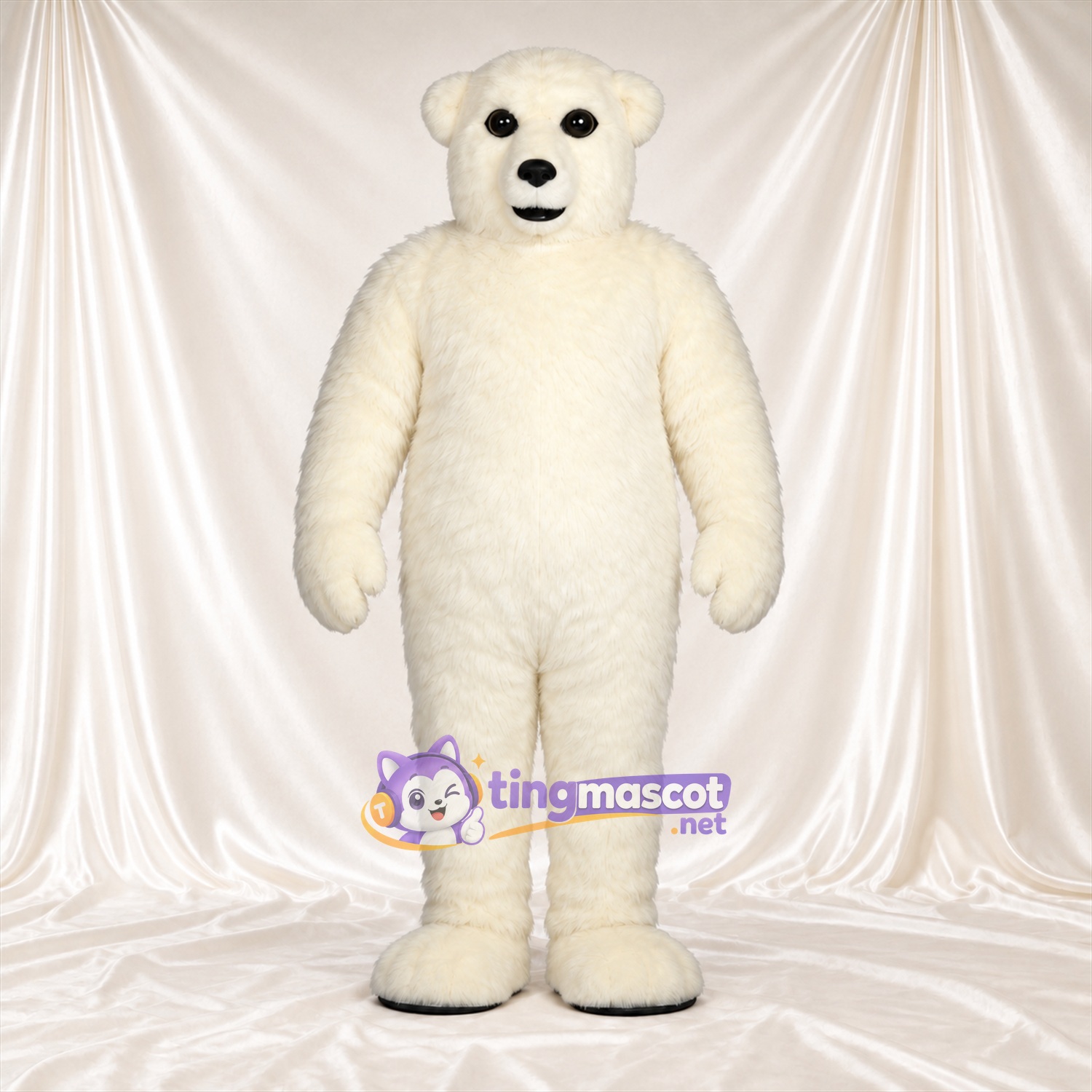 Costume de mascotte Ours polaire – blanc – Bouche fermée; Tête Costume de mascotte Ours polaire – blanc – Bouche fermée; Tête