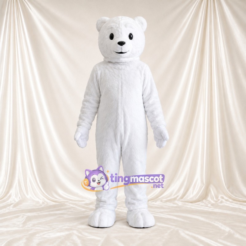 Costume de mascotte Ours polaire – blanc – Bouche fermée; Tête