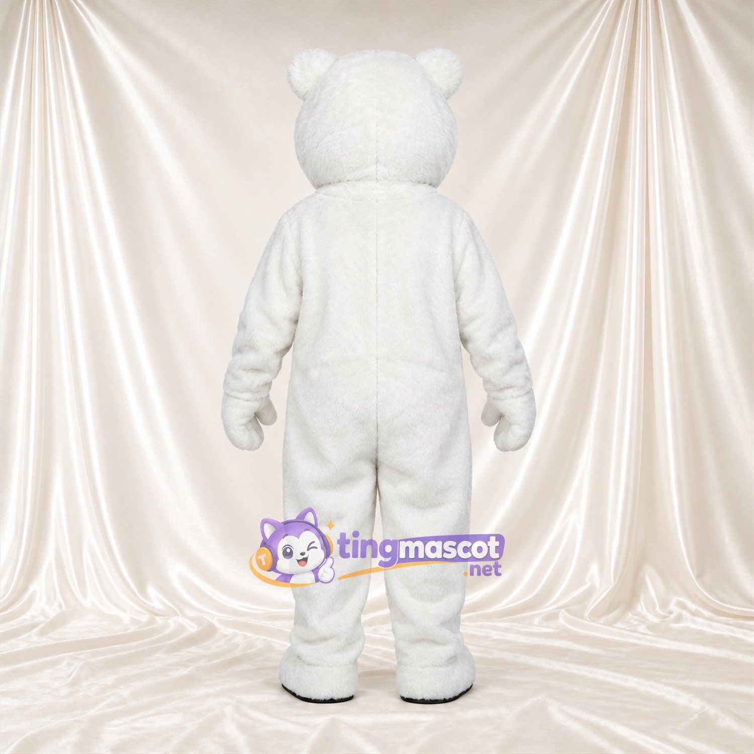 Costume de mascotte Ours polaire – blanc – Sourire avec dents; Langue (rose) Costume de mascotte Ours polaire – blanc – Sourire avec dents; Langue (rose)