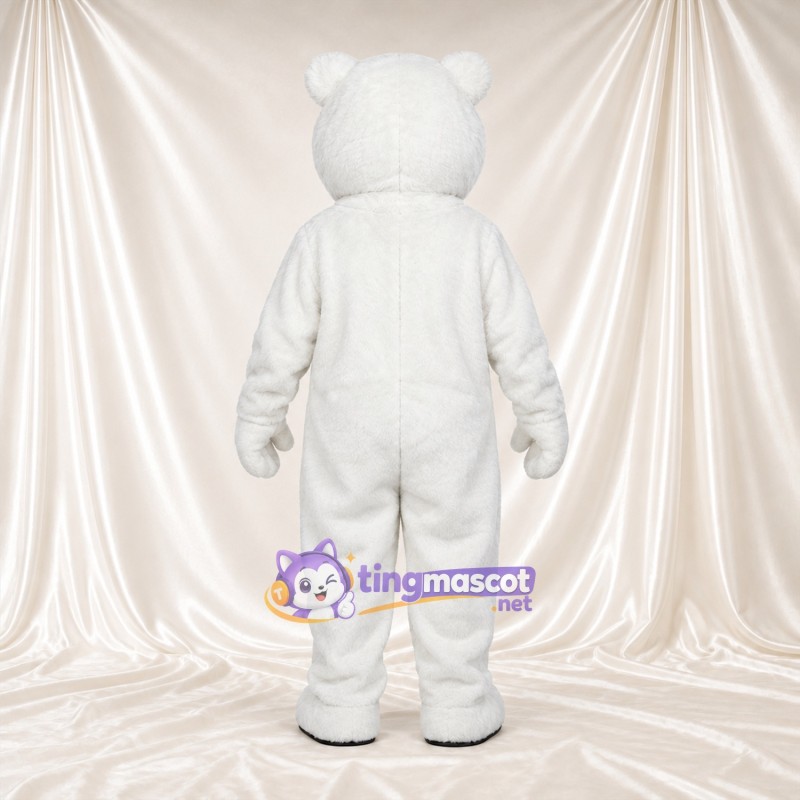Costume de mascotte Ours polaire – blanc – Sourire avec dents; Langue (rose) Costume de mascotte Ours polaire – blanc – Sourire avec dents; Langue (rose)